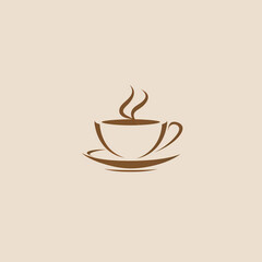 Minimalist Coffee Cup with Steam Logo – Warm and Inviting Design for Cafes