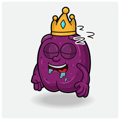 Plum Fruit With Sleep expression. Mascot cartoon character for flavor, strain, label and packaging product.