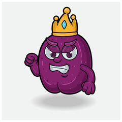 Plum Fruit With Angry expression. Mascot cartoon character for flavor, strain, label and packaging product.