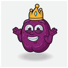 Plum Fruit With Dont Know Smile expression. Mascot cartoon character for flavor, strain, label and packaging product.