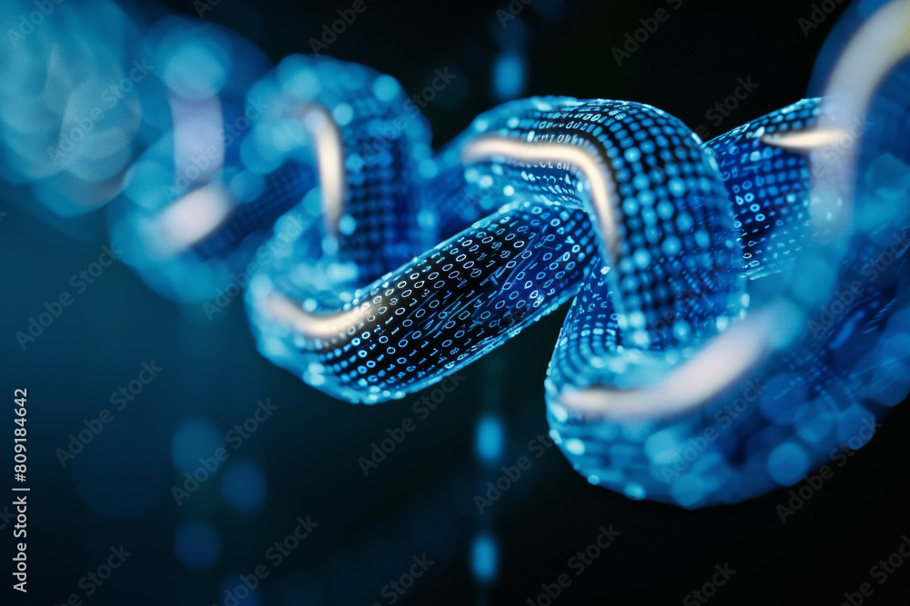 Poster a computer generated image of a chain made of numbers