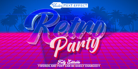 Retro Party Vector Editable Text Effect Template