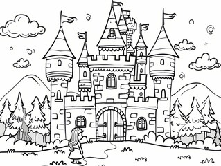 Castle of Dreams: Princess Coloring Design for an Artistic Adventure in Our Children’s Coloring Book.
