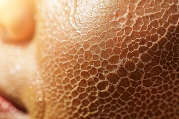 Detailed view of skin with intricate pattern and warm lighting, A close-up of sun-kissed skin with intricate patterns of tan lines