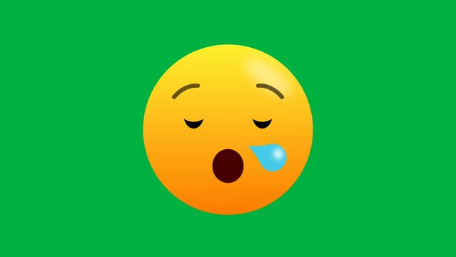 very sleepy mood emoji animation on green screen