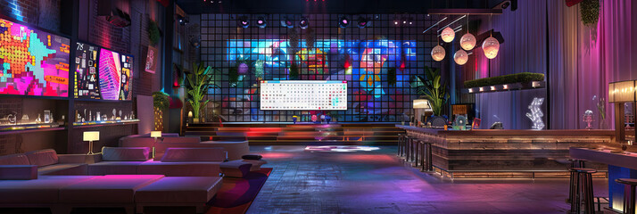 Event Planner's Wall: Covered in event theme ideas, seating charts, and a calendar with upcoming events