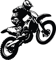 Supercross Motocross Dirt bike Motorcycle Silhouette Design Outline Black and White Clip Art Adobe Illustrator Artwork