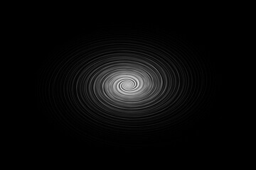 Abstract black background with a swirl of white lines in the middle of the image. Illustration of a vortex