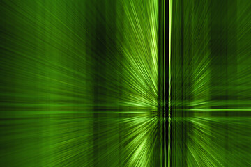Green background with speed blurred green walls. Futuristic illustration, digital cyber style concept, colorful light trails
