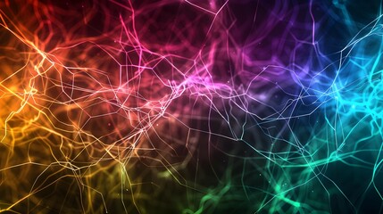 Colorful Neuron Network Simulation, Abstract Energy Background
