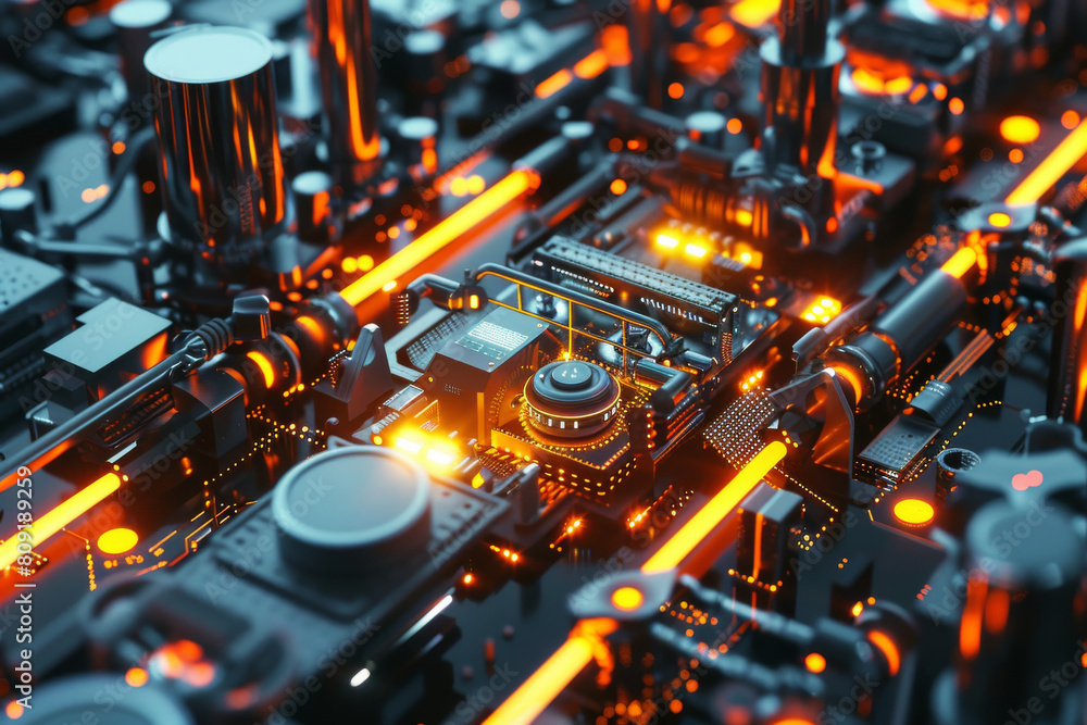 Poster a computer motherboard with a circuit board that says ' cpu ' on it