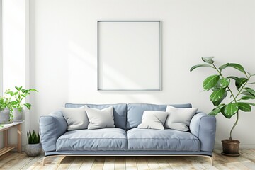 Modern Living Room with Photo Frame Mockup