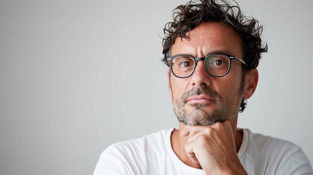 portrait of an Italian man with glasses.