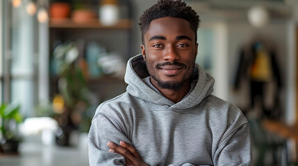 Fototapeta premium Portrait of smiling young black man.