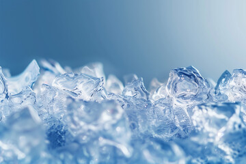 Fresh ice cubes to chill drink. Frozen pure water. Clear ice cubes background.