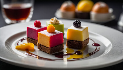 petit fours beautiful dessert on the table