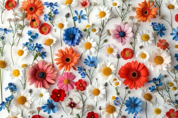 A colorful bouquet of flowers with a variety of colors including red, yellow