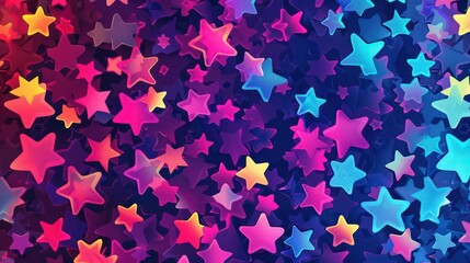 Anime style colorful stars seamless pattern