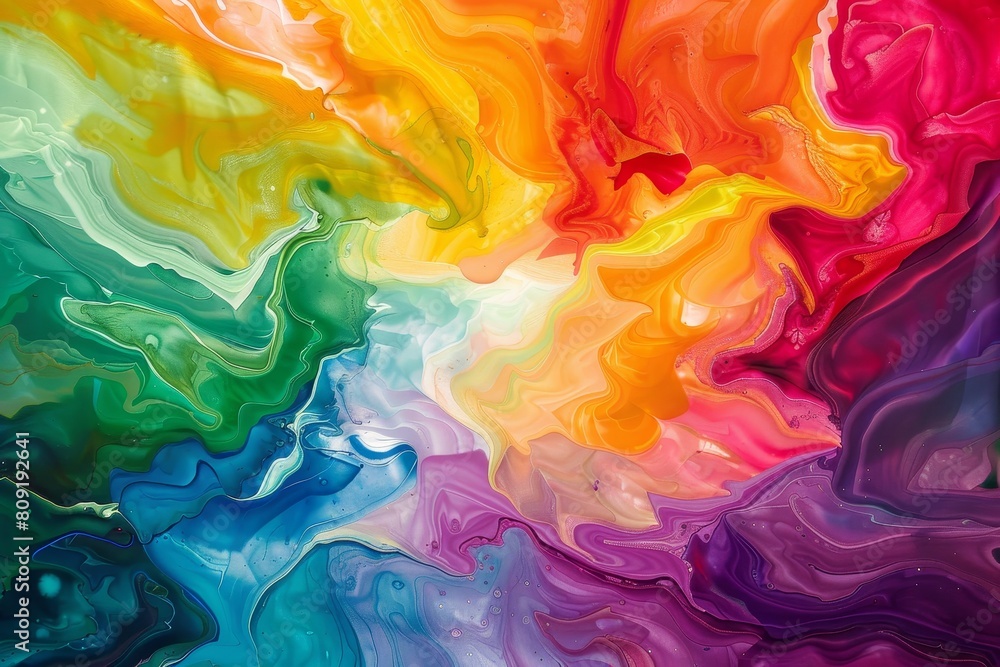 Poster an abstract painting filled with a wide array of vibrant and bold colors, creating a dynamic and liv