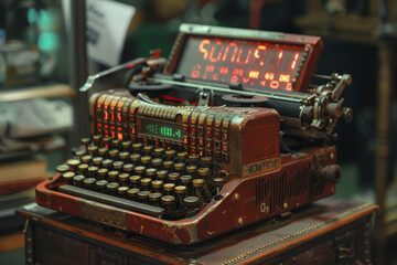 A typewriter with a digital display that says sunday on it - Powered by Adobe