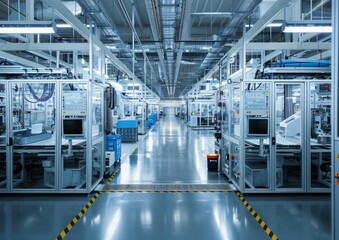 Obraz premium The digital transformation of manufacturing processes, AI generated