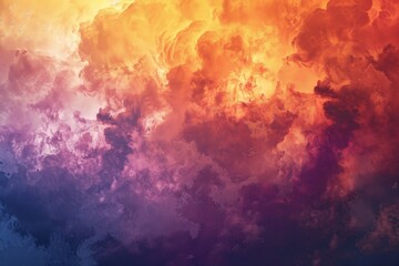 A colorful cloud filled with an abundance of clouds in an array of warm hues, A colorful array of warm hues blending together in the sky