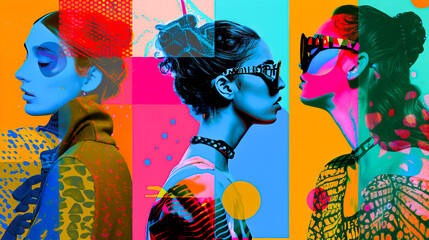 Vibrant Fashion: Four Stylish Posters for a Trendy Design Collection