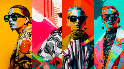 Vibrant and Stylish: Fashion Photoshoot with Four Models in Bold Colors