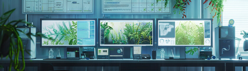 Environmental Scientist's Wall: Featuring environmental research data, ecosystem conservation plans, and a board with environmental impact assessments