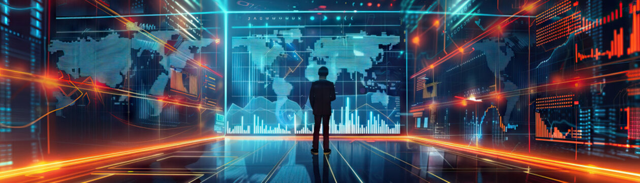 Blockchain Consultant's Wall: Covered in blockchain technology whitepapers, cryptocurrency market data, and a board with blockchain implementation plans
