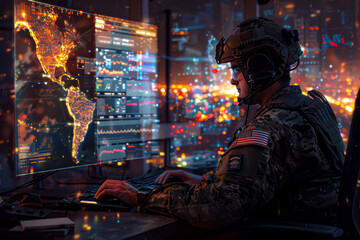 Central Cyber Command: Military Surveillance Officer Tracking City Operations for National Security and Army Communications