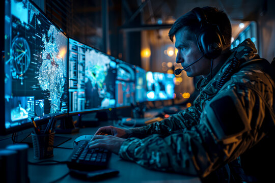 Central Cyber Command: Military Surveillance Officer Tracking City Operations for National Security and Army Communications
