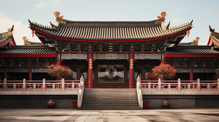 generated illustration building of  aesthetic chinese temple