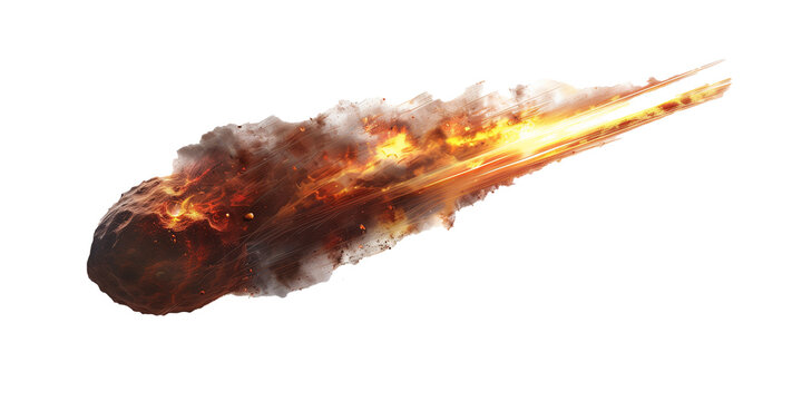 A meteor isolated on transparent background.