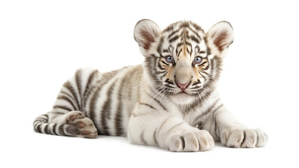 Adorable White Tiger Cub isolated on a transparent background