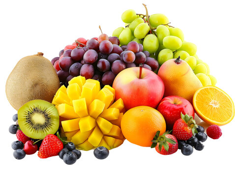 Various fruits fresh produce isolated png - Powered by Adobe