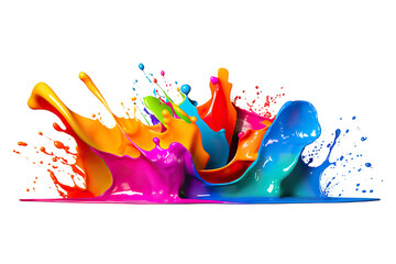 Vibrant Rainbow Colorful Paint Splash as an Isolated Design Element on transparent background