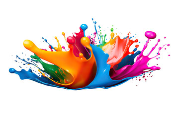 Vibrant Rainbow Colorful Paint Splash as an Isolated Design Element on transparent background
