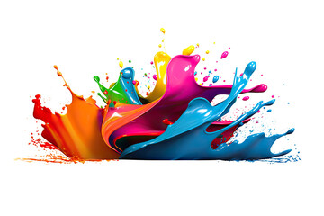 Vibrant Rainbow Colorful Paint Splash as an Isolated Design Element on transparent background