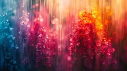 Fototapeta premium Colorful abstract floral background with rain effect