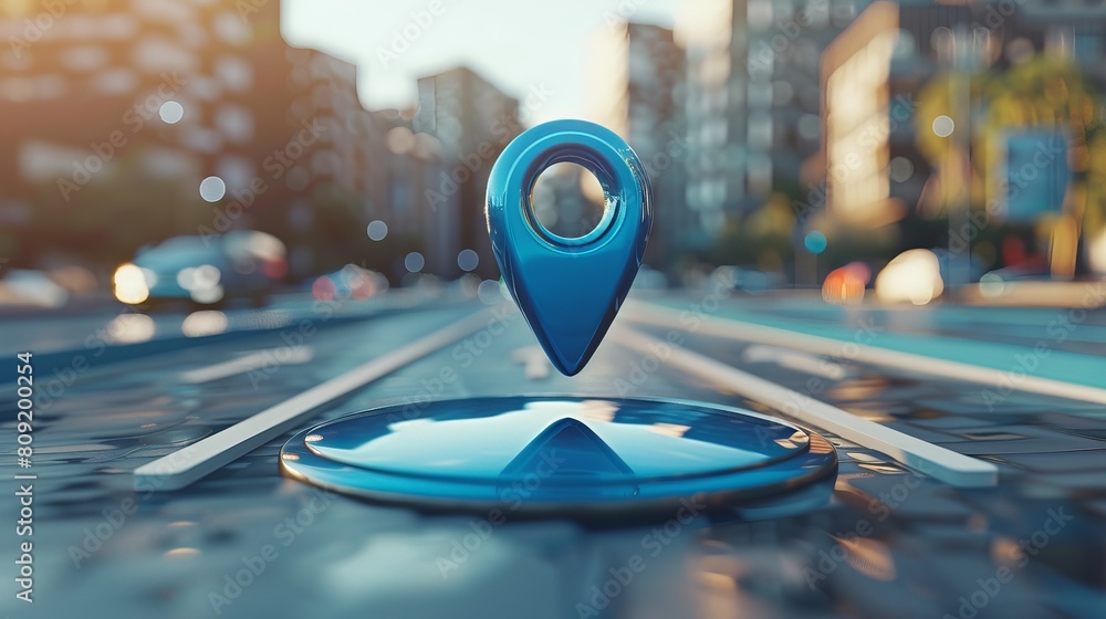 Poster road map of blue location pin icon symbol or gps travel route navigation marker and transportation p