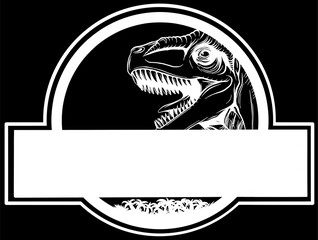 white silhouette of dinosaur logo park on black background vector illustration