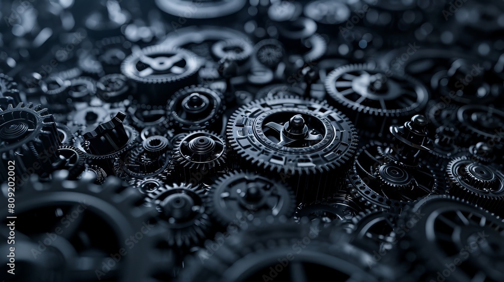 Poster a 3d illustration of gears set against a dark background, adding depth and dimension to the mechanic