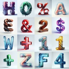 glass 3D Lettering Typeface. AI generated illustration