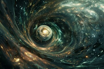 A view of a spiral galaxy filled with stars swirling in the cosmos, A cosmic journey through...