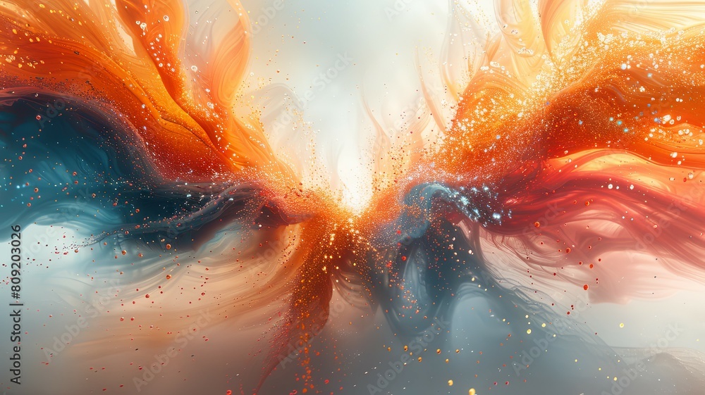 Poster colorful abstract liquid wave intersection - this dynamic design showcases a captivating clash of co