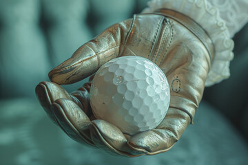 Woman with Golf Glove and Golf Ball on the Golf Course Wallpaper Digital Art Poster Brainstorming Map Magazine Background Cover