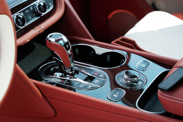 wireless keys in red and white perforated leather interior