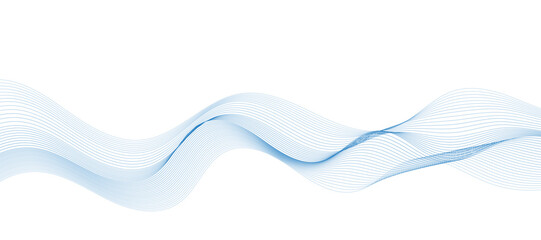 Abstract vector modern background with blue wavy lines and particles.