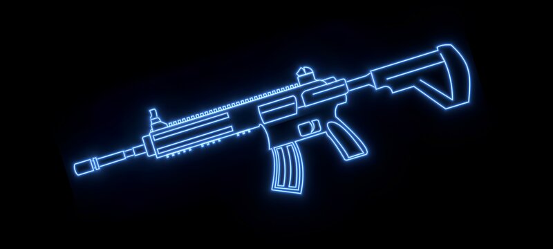 Futuristic Rifle with Striking Blue Lighting Effect - Close-up View of a Powerful Weapon M416